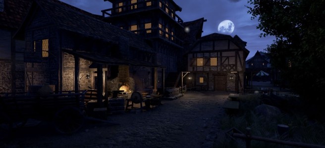 A forge used fro crafting shown at night in Chronicles of Elyria.