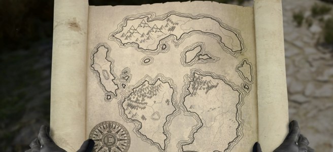A character holding a map in Chronicles of Elyria.